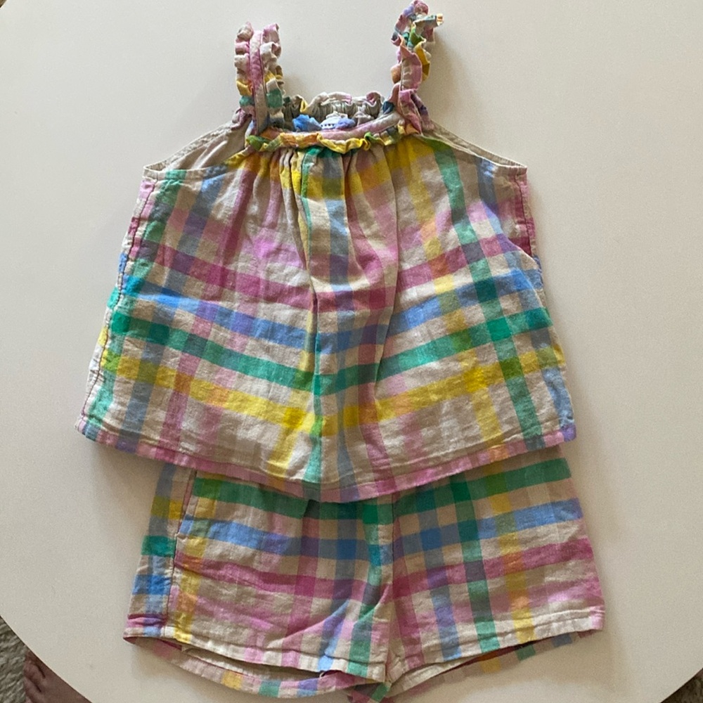 Gap Baby Rainbow plaid matching short set